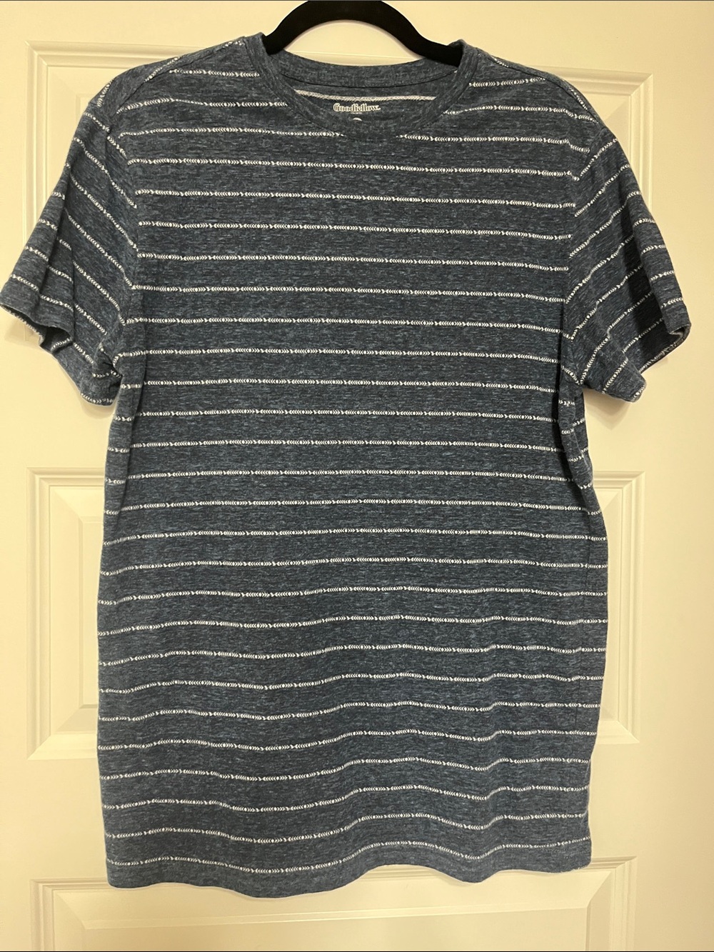 Goodfellow & Co Blue Heathered Horizontal Stripe Short-Sleeve Tee